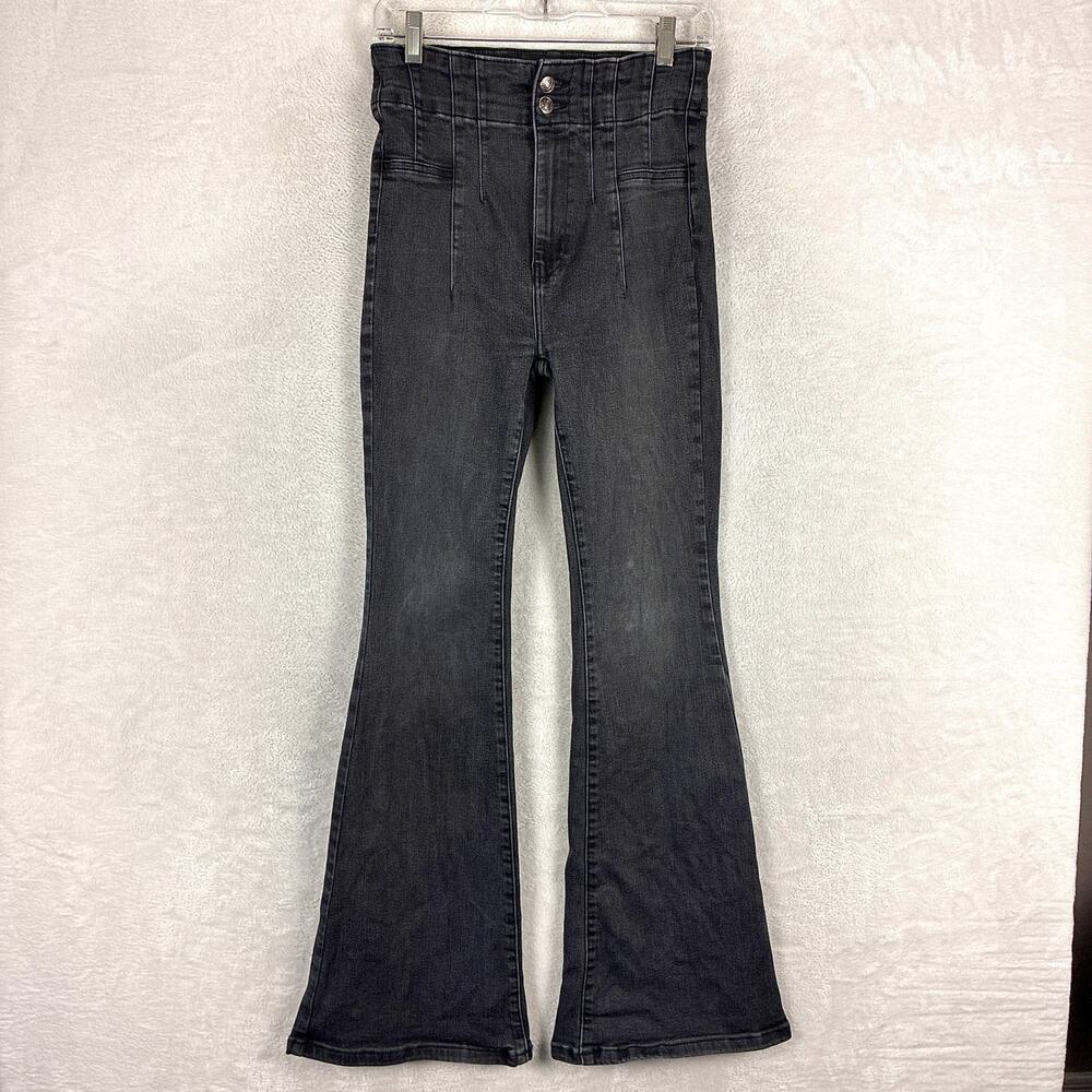 Free People We The Free Jeans Womens 28 Black Flare Stretch Boho Hippie Festival